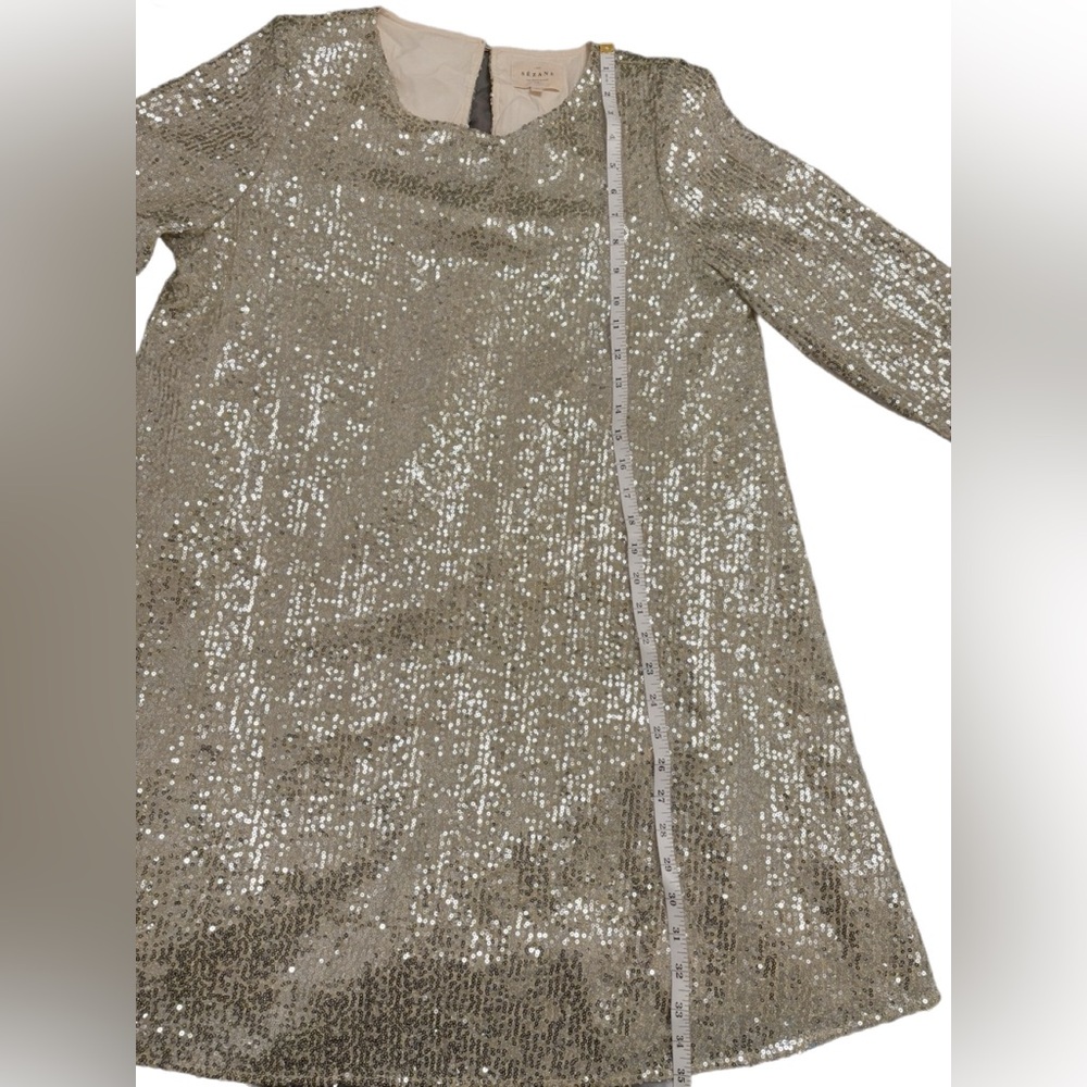 Sézane Annabeth Silver Sequin Long Sleeve Dress – Size 40 (US 8) - Picture 5 of 8